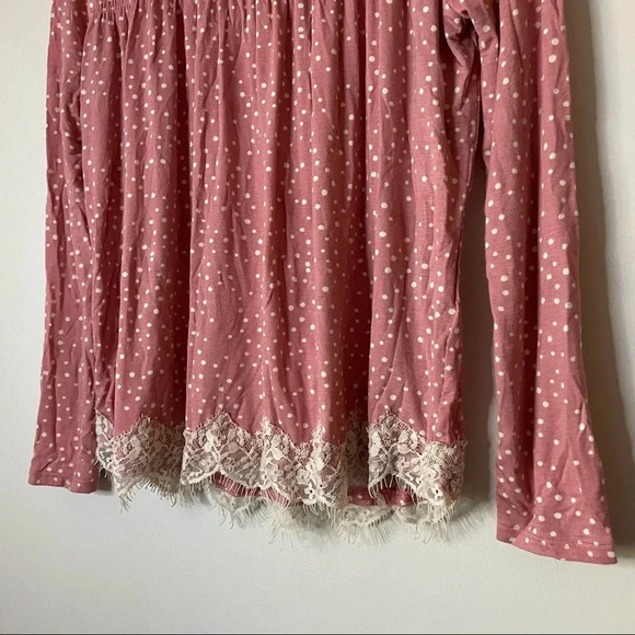 Rewind Lace Polka Dot Babydoll Top Pink Small Boho Chic Romantic Feminine - Picture 3 of 8